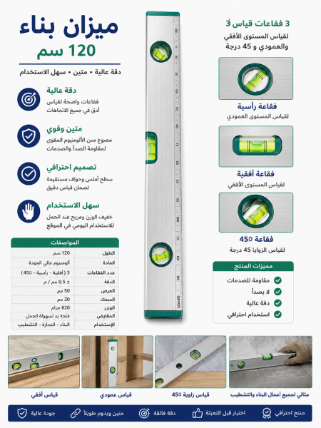 ميزان بناء ١٢٠ سم