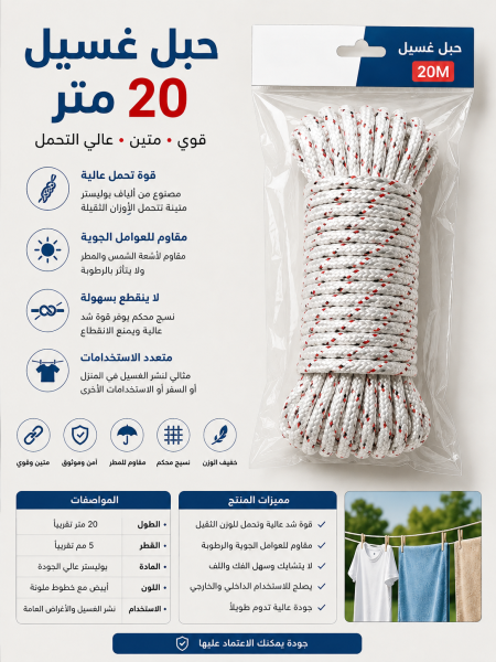 حبل غسيل ٢٠ متر